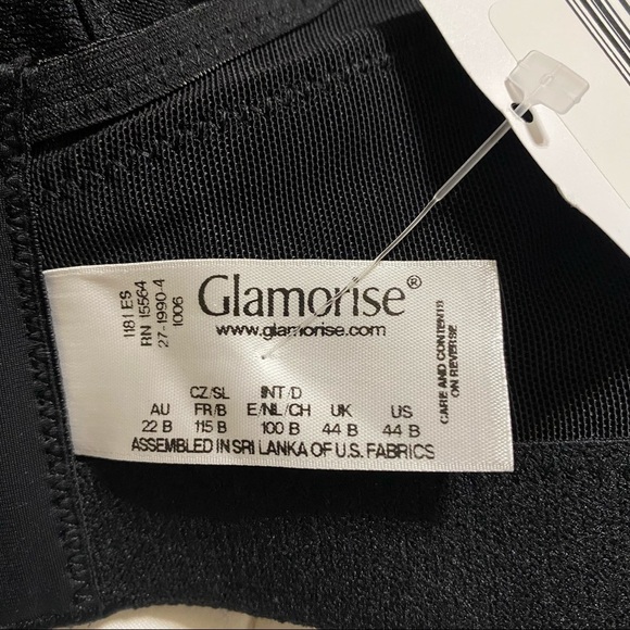 NEW Glamorise The Ultimate Full Figure Soft Cup Black Sports Bra 1006 44B NWT - Picture 12 of 13